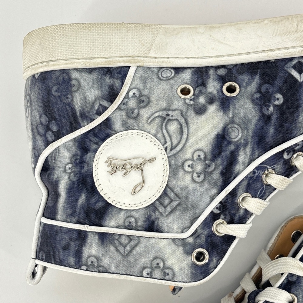 Christian Louboutin Louis Orlato High Top Sneakers Jeans Punk Tie Dye Size 40.5 - Picture 13 of 16